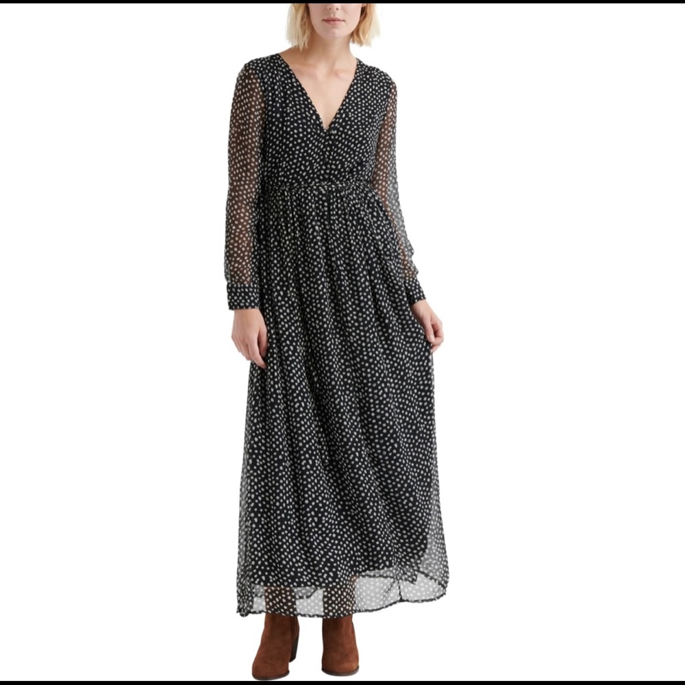 Black/ White Spotted Lucky Brand Maxi Dress (M)